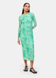 Brushwork Print Mesh Dress
