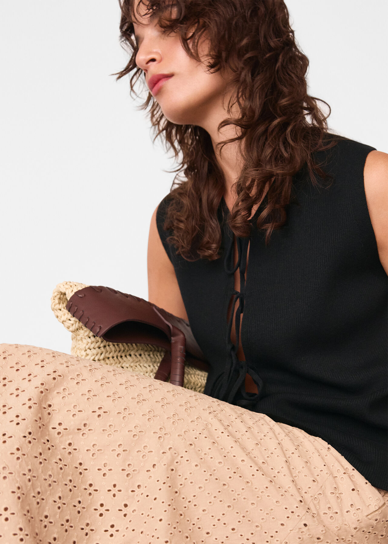 Cotton Broderie Midi Skirt