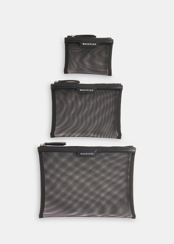 Black 3 Pack Mesh Pouches