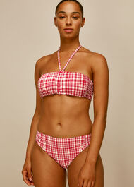 Check Halterneck Bikini Top Red/Multi