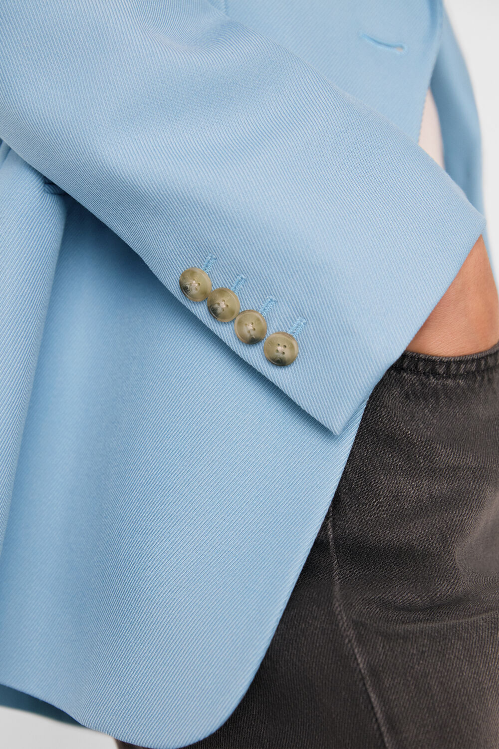 Blue Wool Blend Tailored Blazer