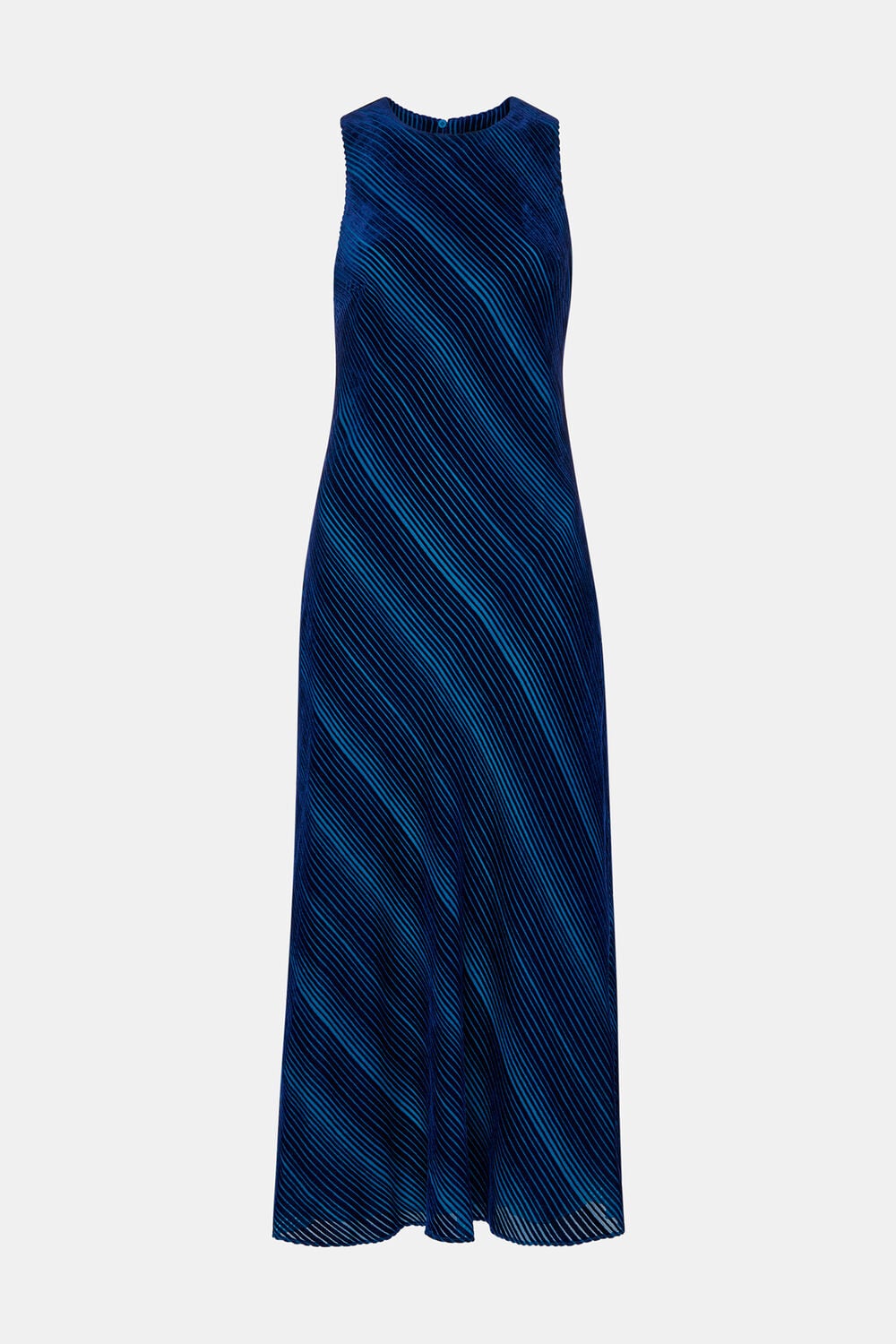 Blue Devore Stripe Velvet Dress