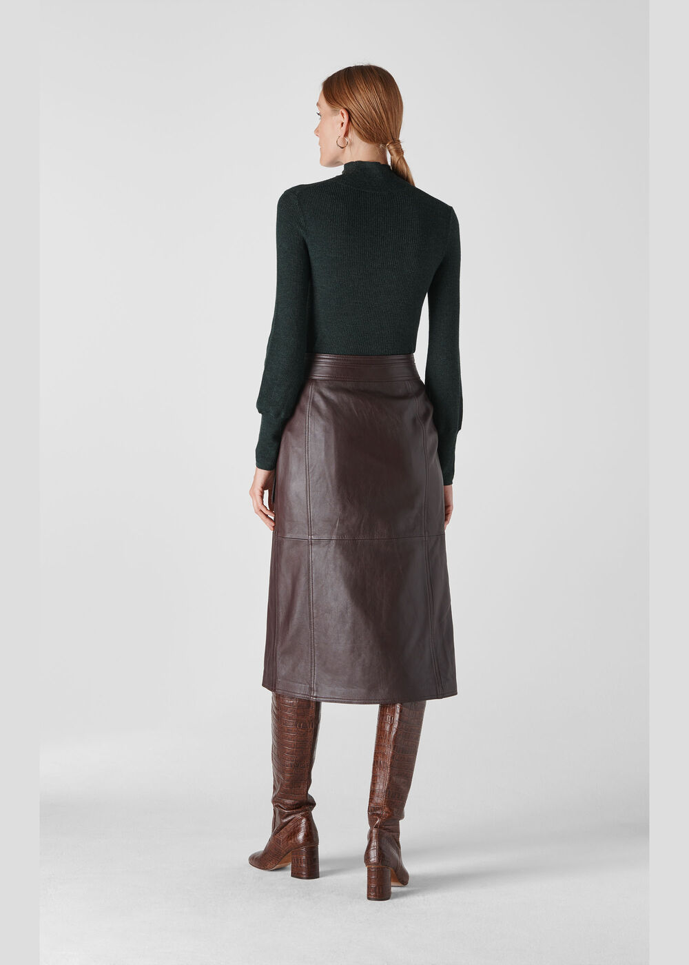 Merino Wool Roll Neck Knit Dark Green