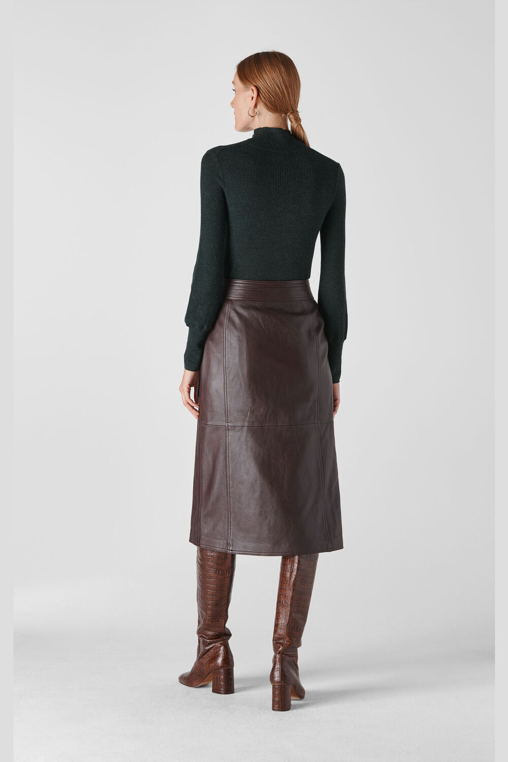 Merino Wool Roll Neck Knit Dark Green