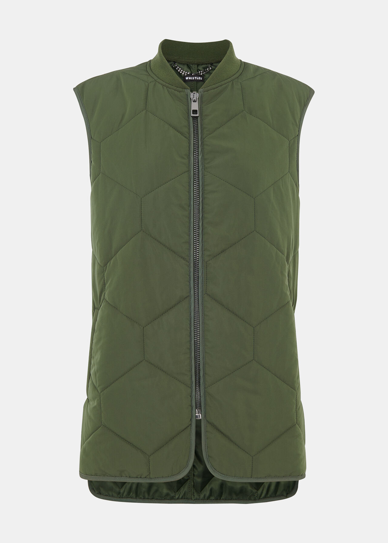 Khaki Ida Quilted Gilet WHISTLES Whistles UK