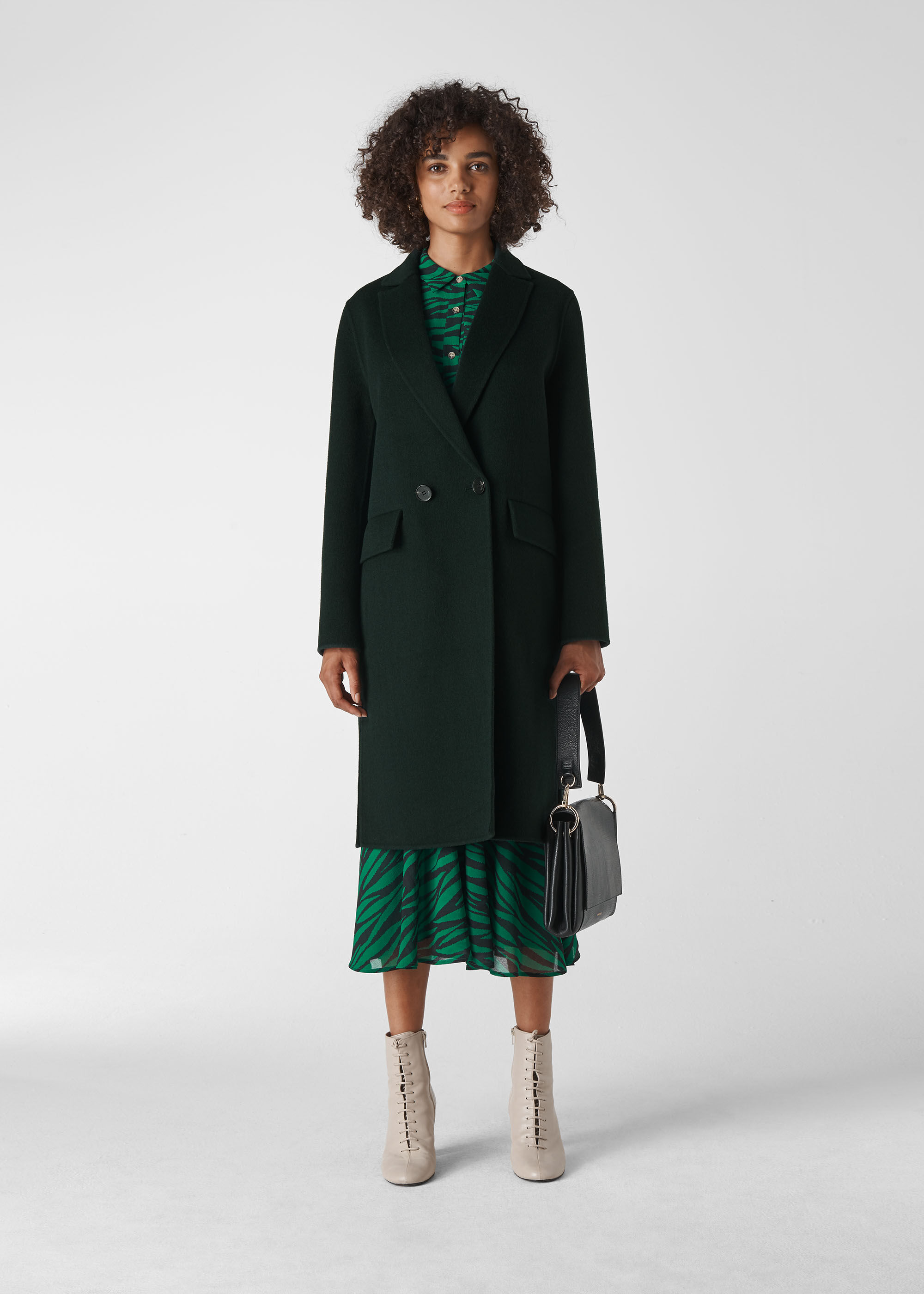 Dark Green Double Faced Wool Coat