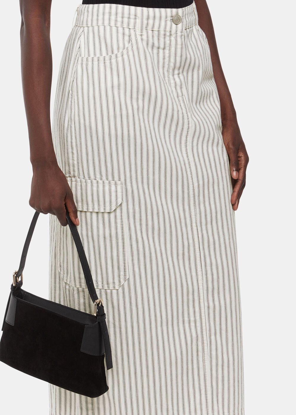 Stripe Cargo Midi Skirt
