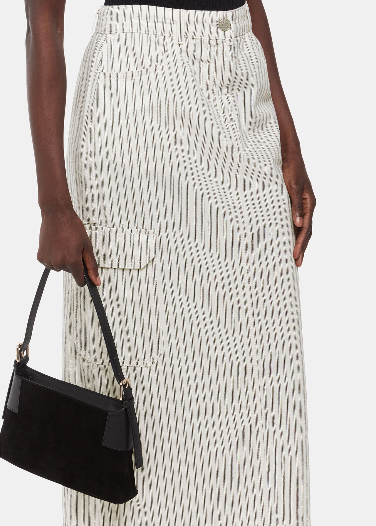 Stripe Cargo Midi Skirt
