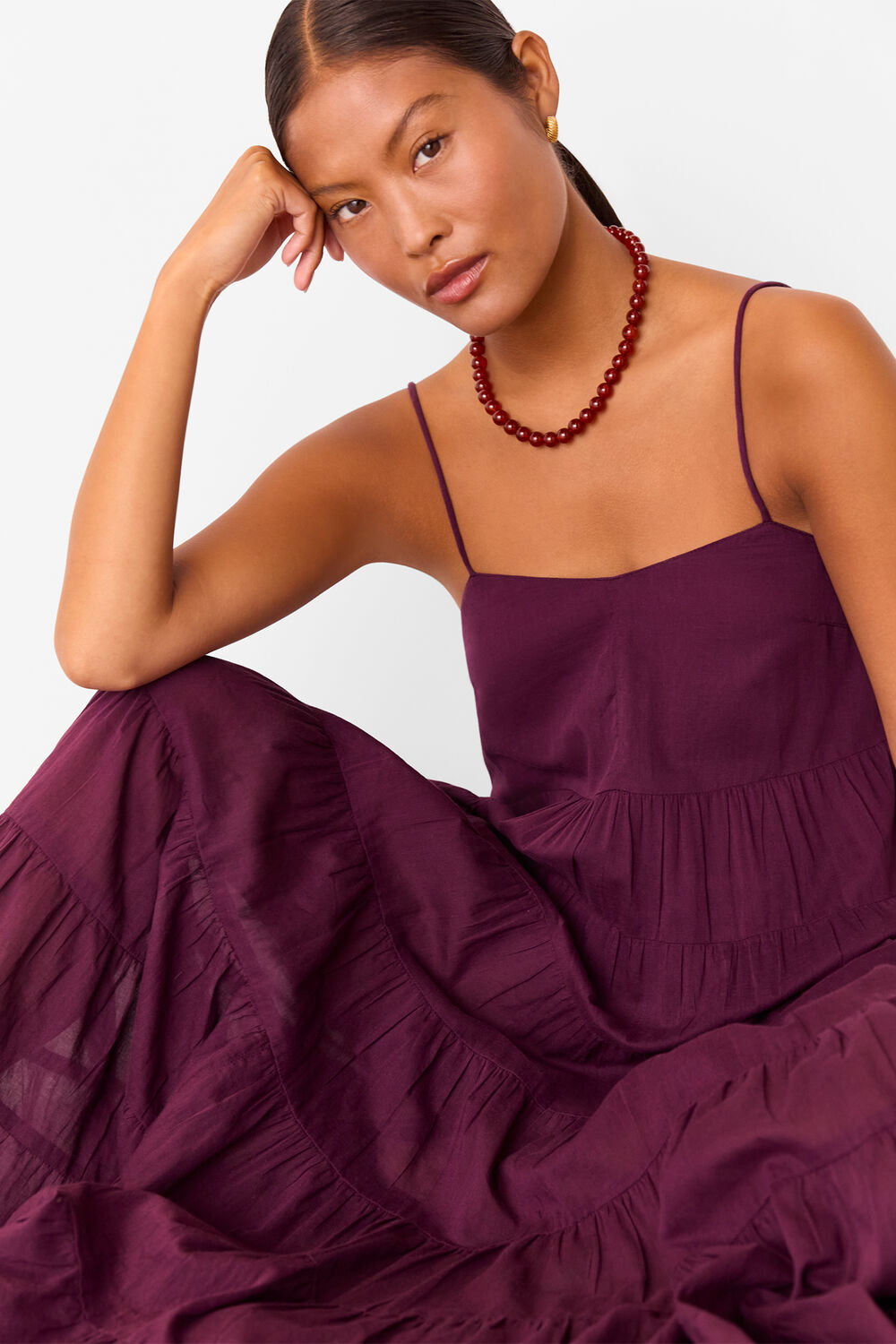 Petite Cotton Tiered Maxi Sun Dress