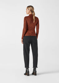 High Neck Animal Jacquard Top Orange/Multi