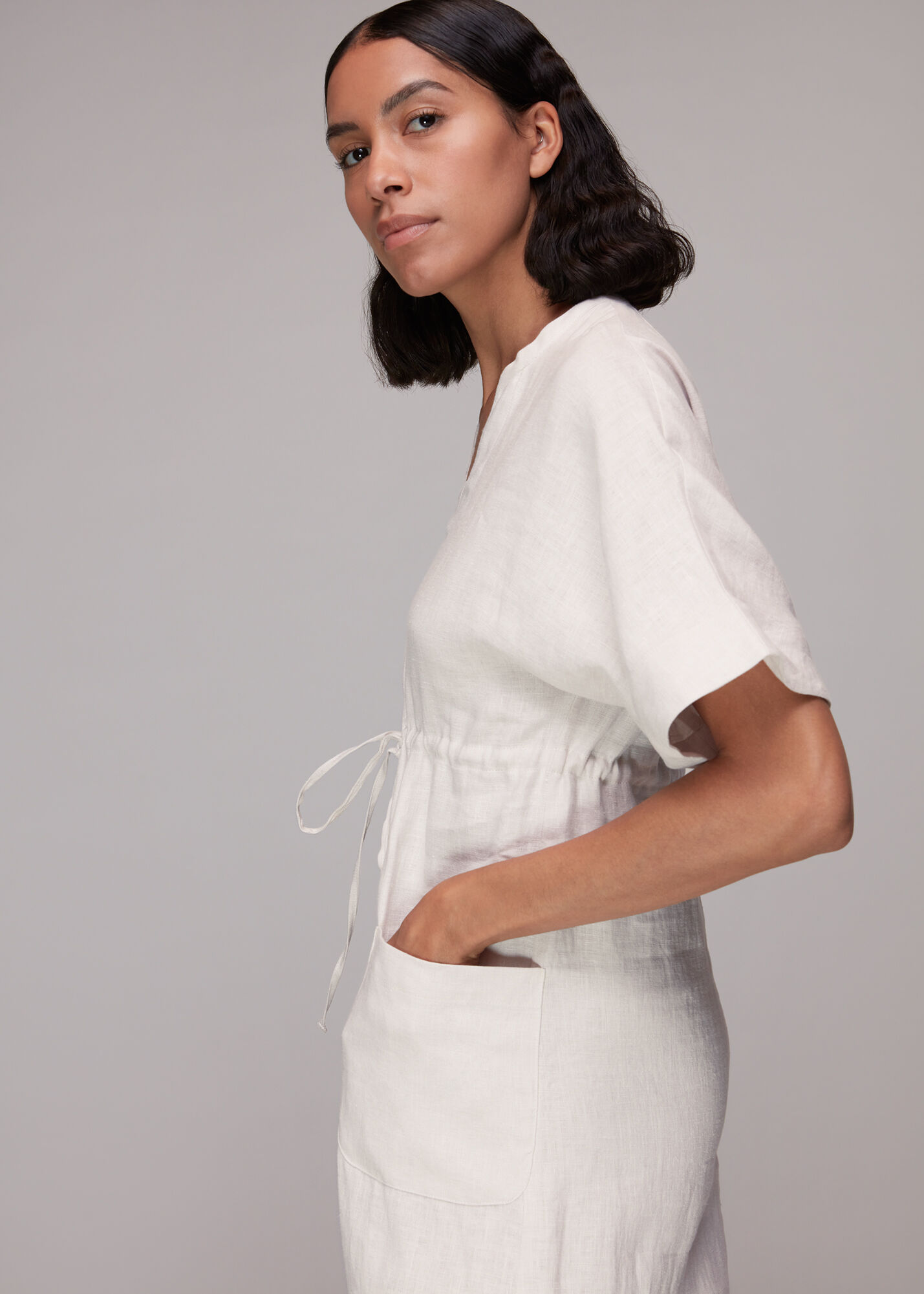 Whistles white linen dress cheap
