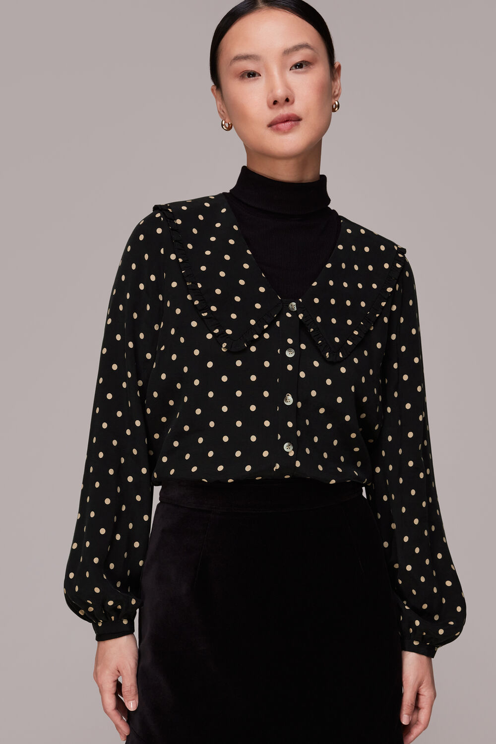 Spot Print Collar Top