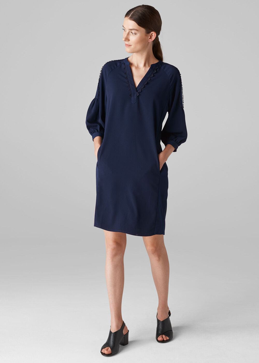 Hallie Trim Detail Dress Navy