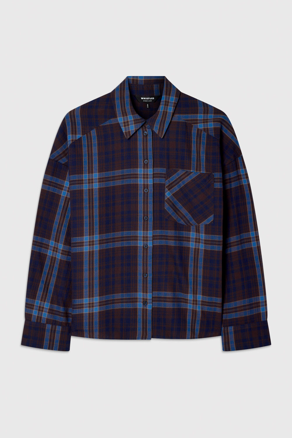 Blue Checked Brushed Cotton Shirt