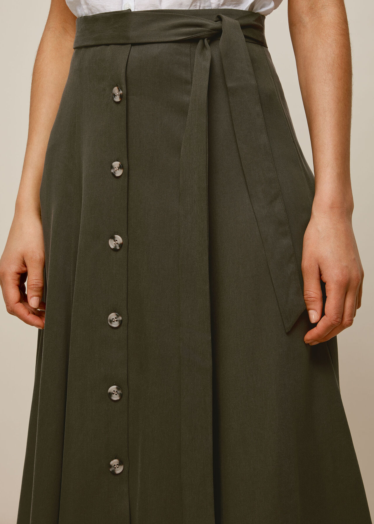 Marissa Button Through Skirt Khaki