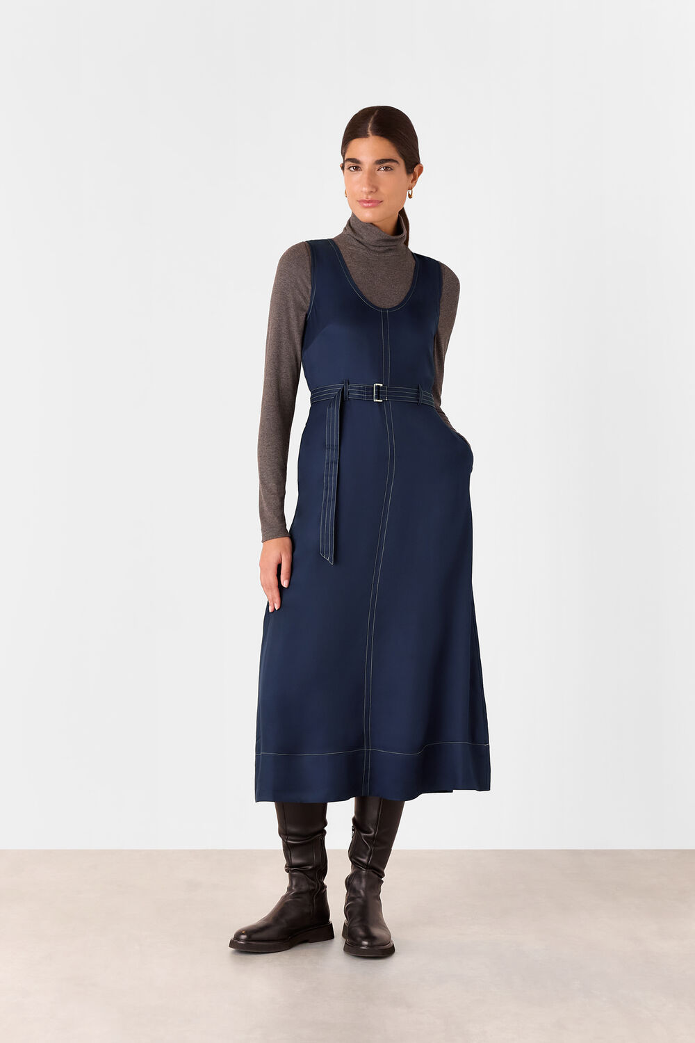 Navy Karina Sleeveless Midi Dress