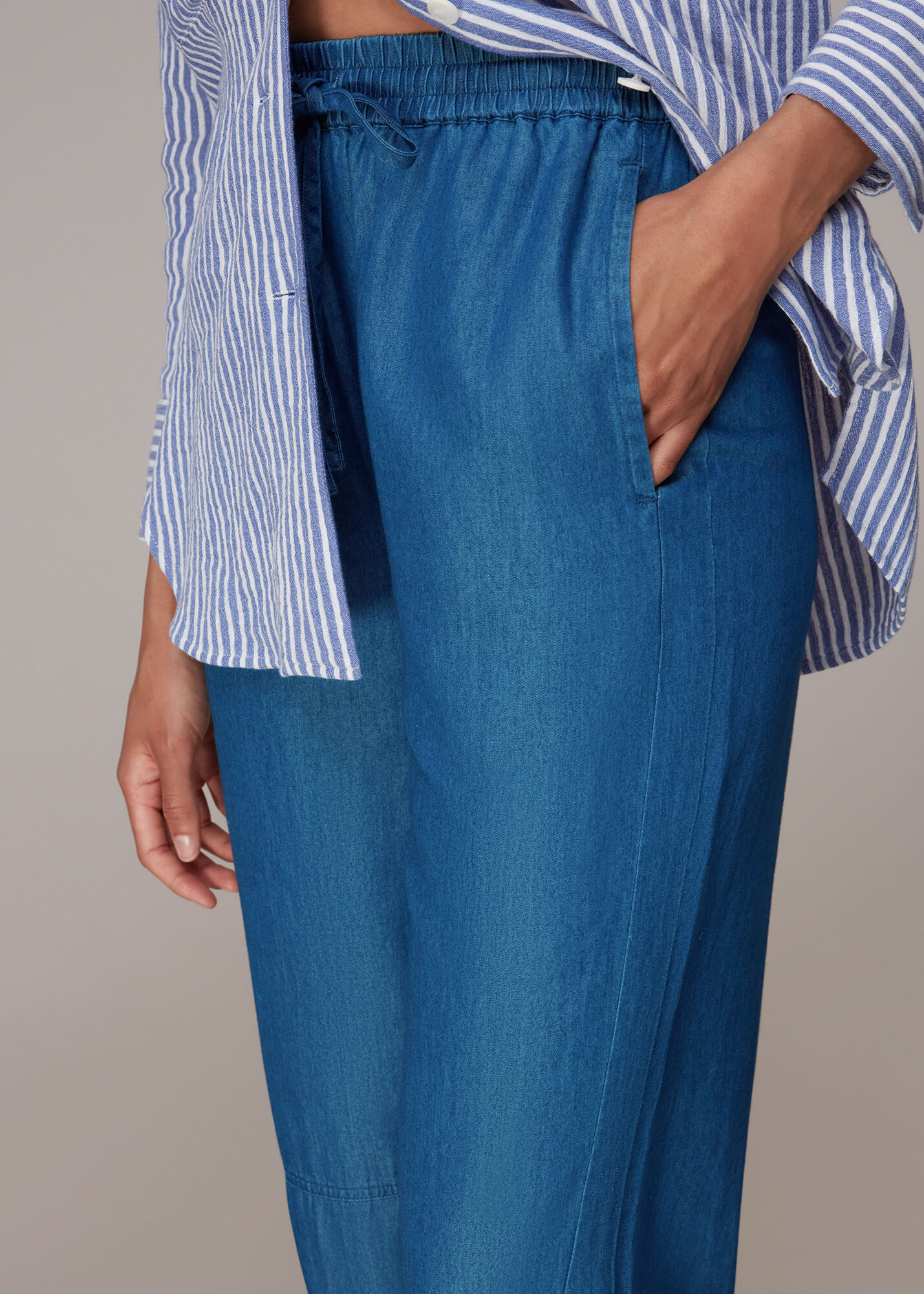 Blue Lucy Chambray Barrel Trouser WHISTLES