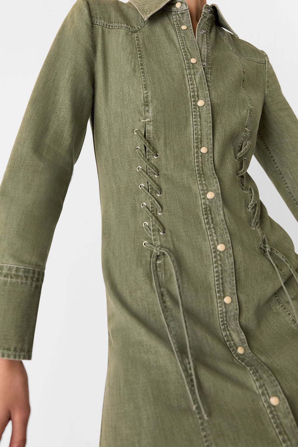 Khaki Hudson Lace Detail Dress