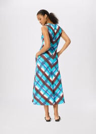 Checked V Neck Textured Dress