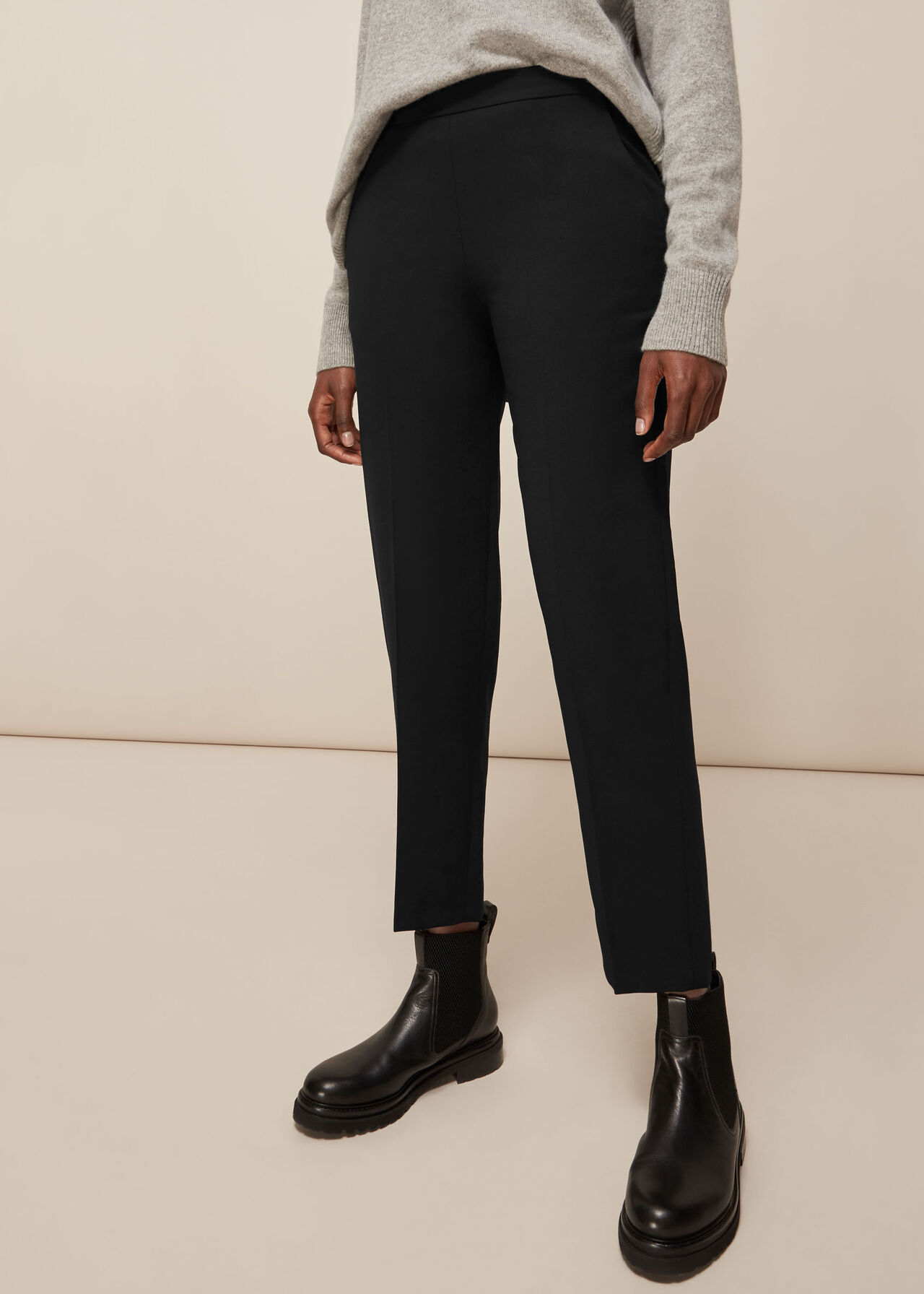 Black Anna Elasticated Waist Trouser, WHISTLES