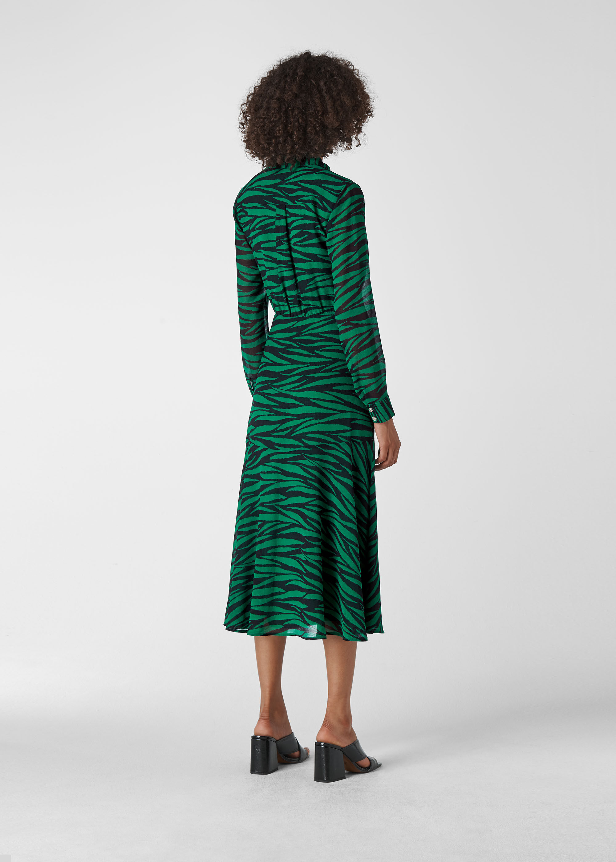 Green Carys Tiger Print Shirt Dress