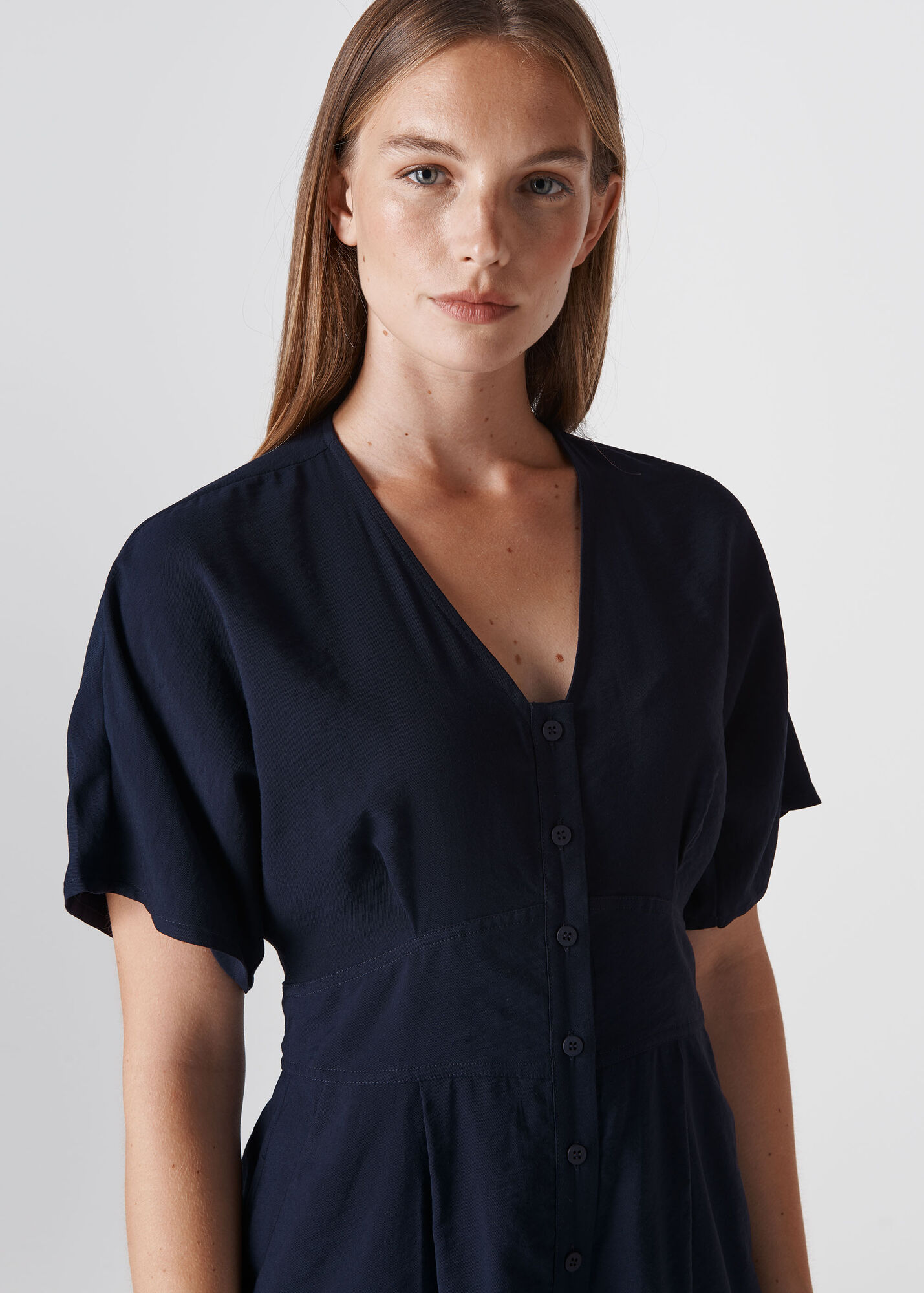 Navy Button Detail Playsuit WHISTLES