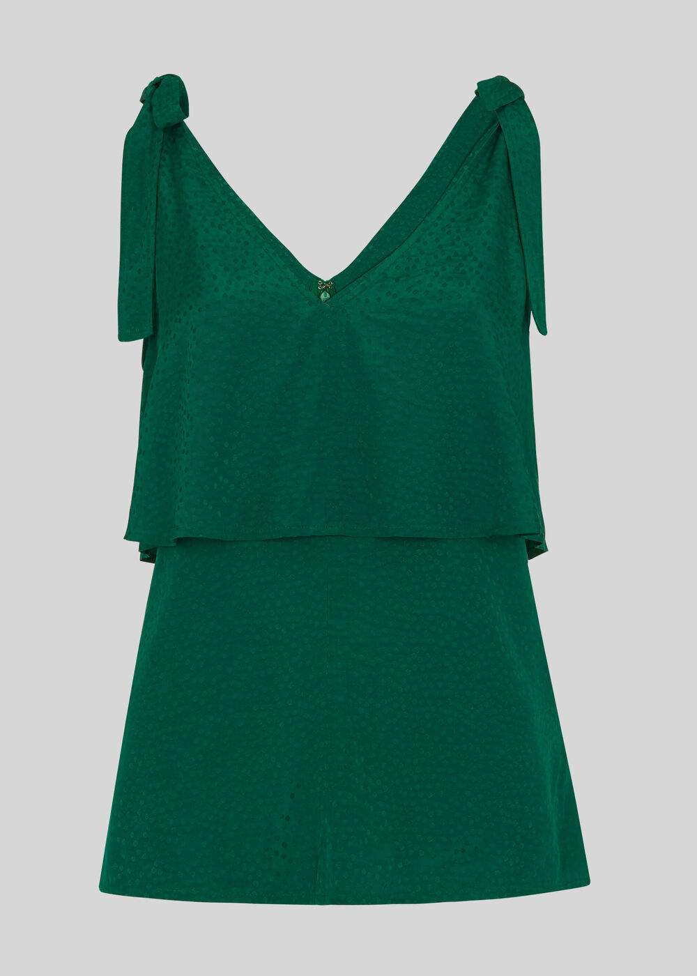 Jacquard Tie Shoulder Top Green