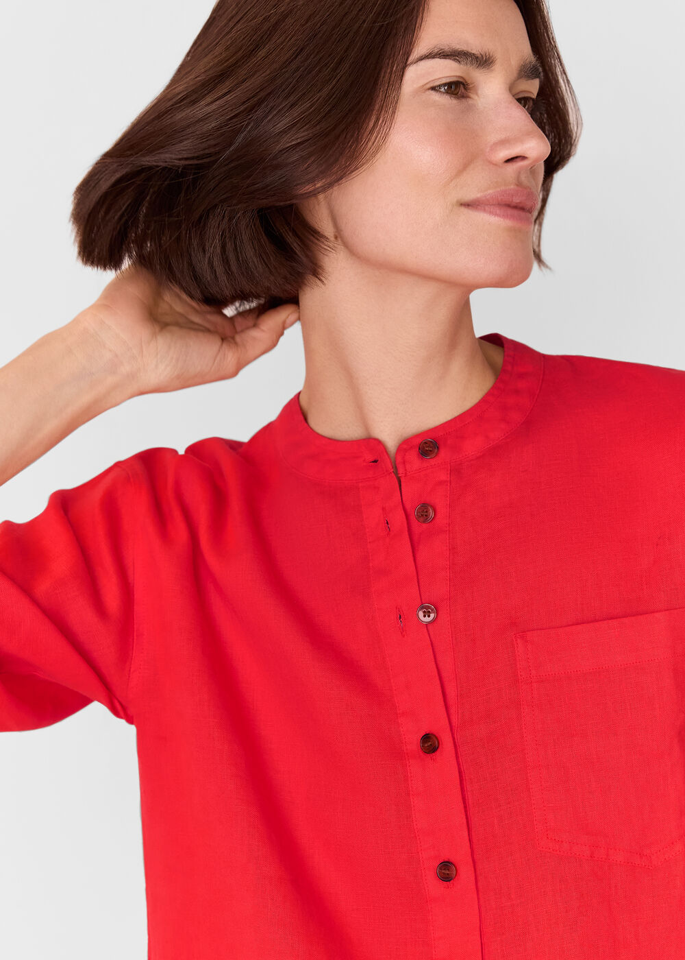 Linen Grandad Collar Shirt
