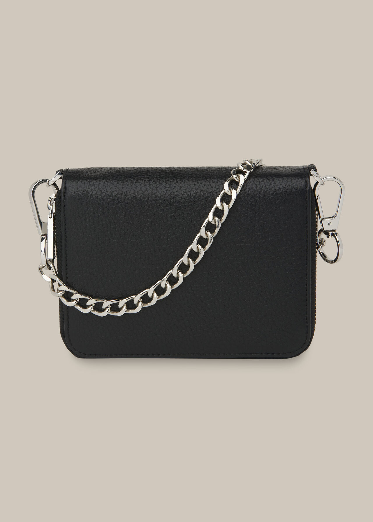 Black Safia Double Zip Chain Bag | WHISTLES | Whistles UK