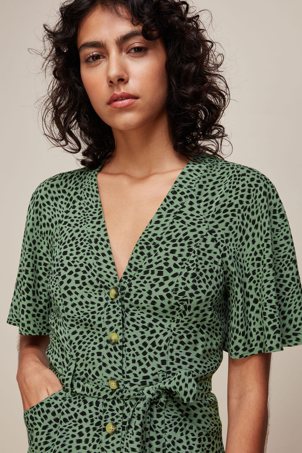 Spotted Animal Anita Dress Green/Multi