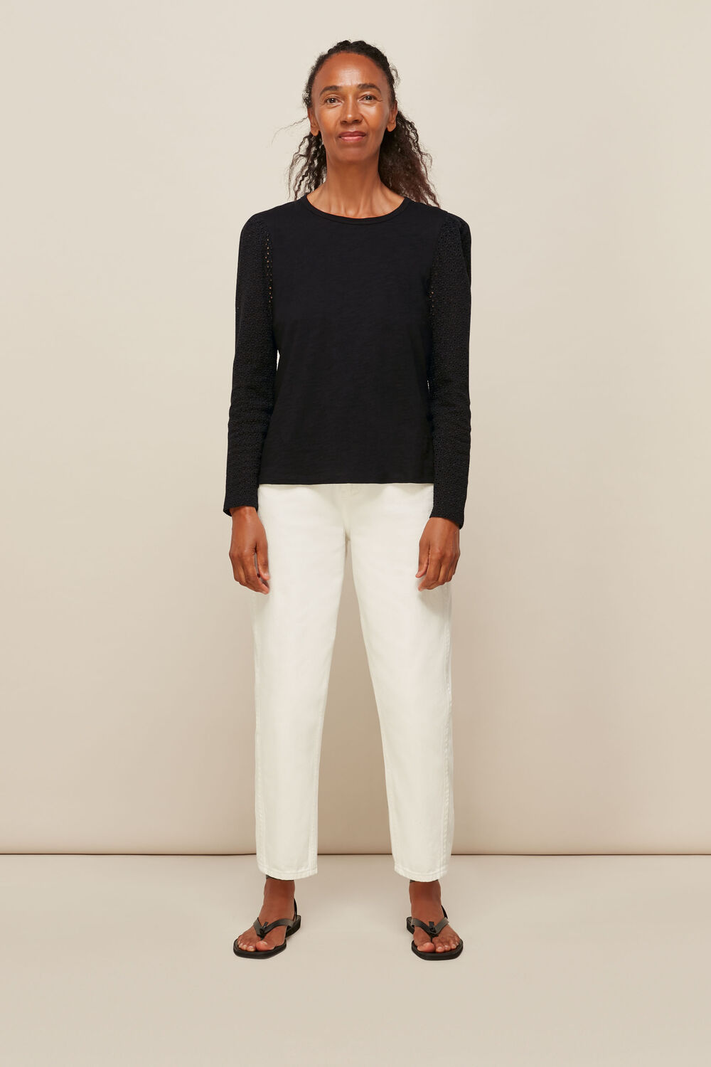 Long Sleeve Broderie Top