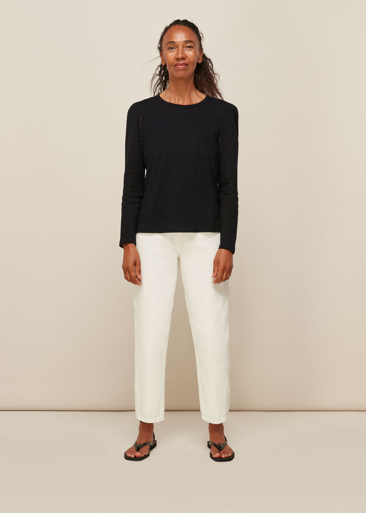 Long Sleeve Broderie Top
