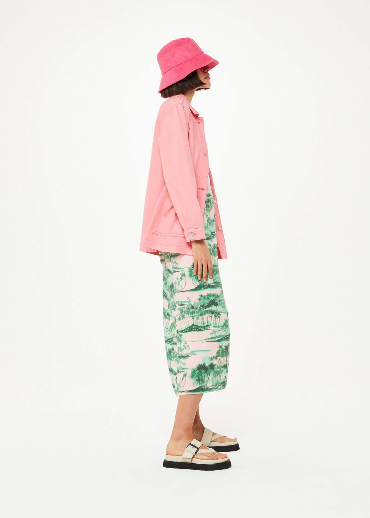 Waving Palms Button Skirt