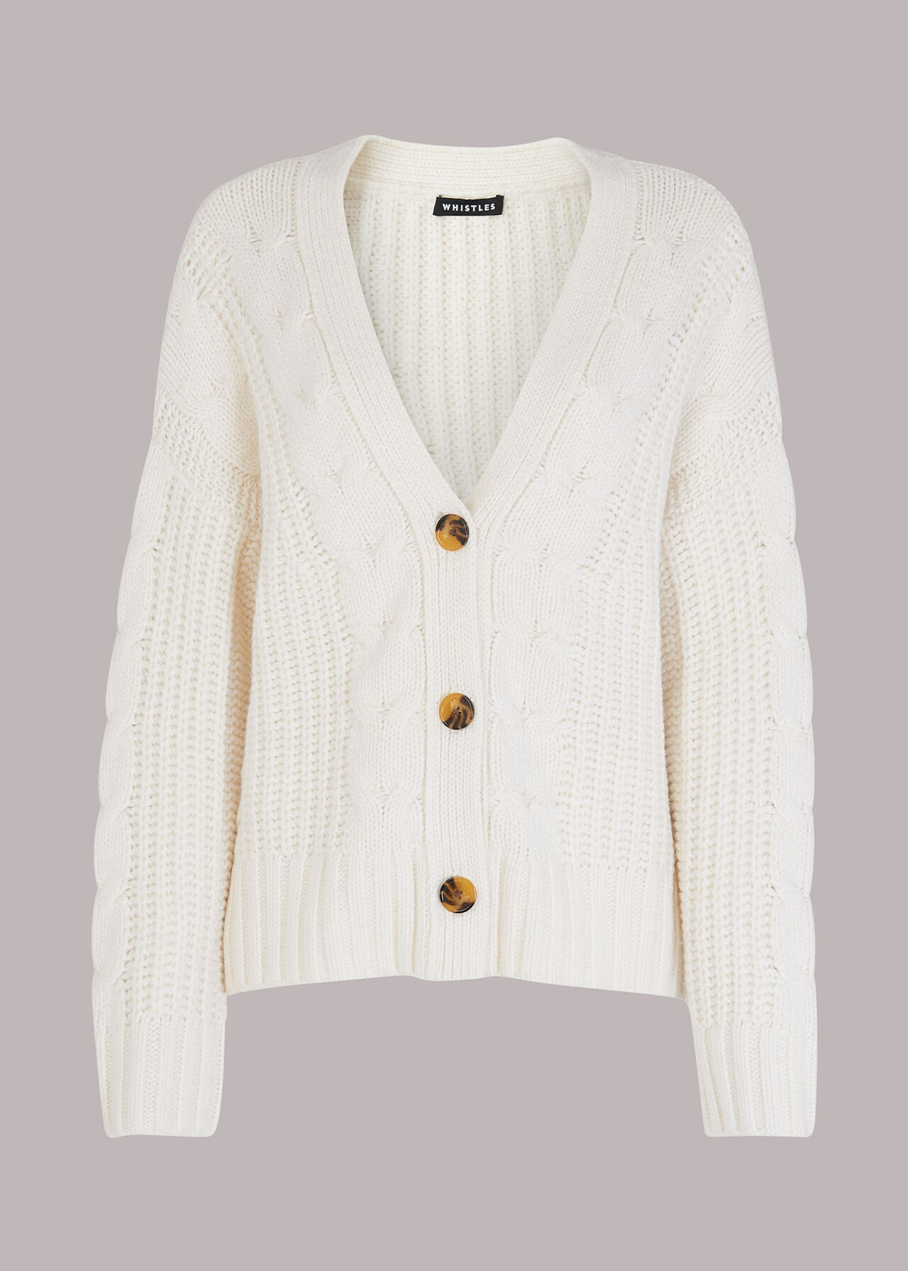 Ivory Cable Knit Cardigan | WHISTLES