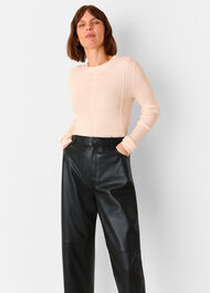 Leather Barrel Leg Trouser