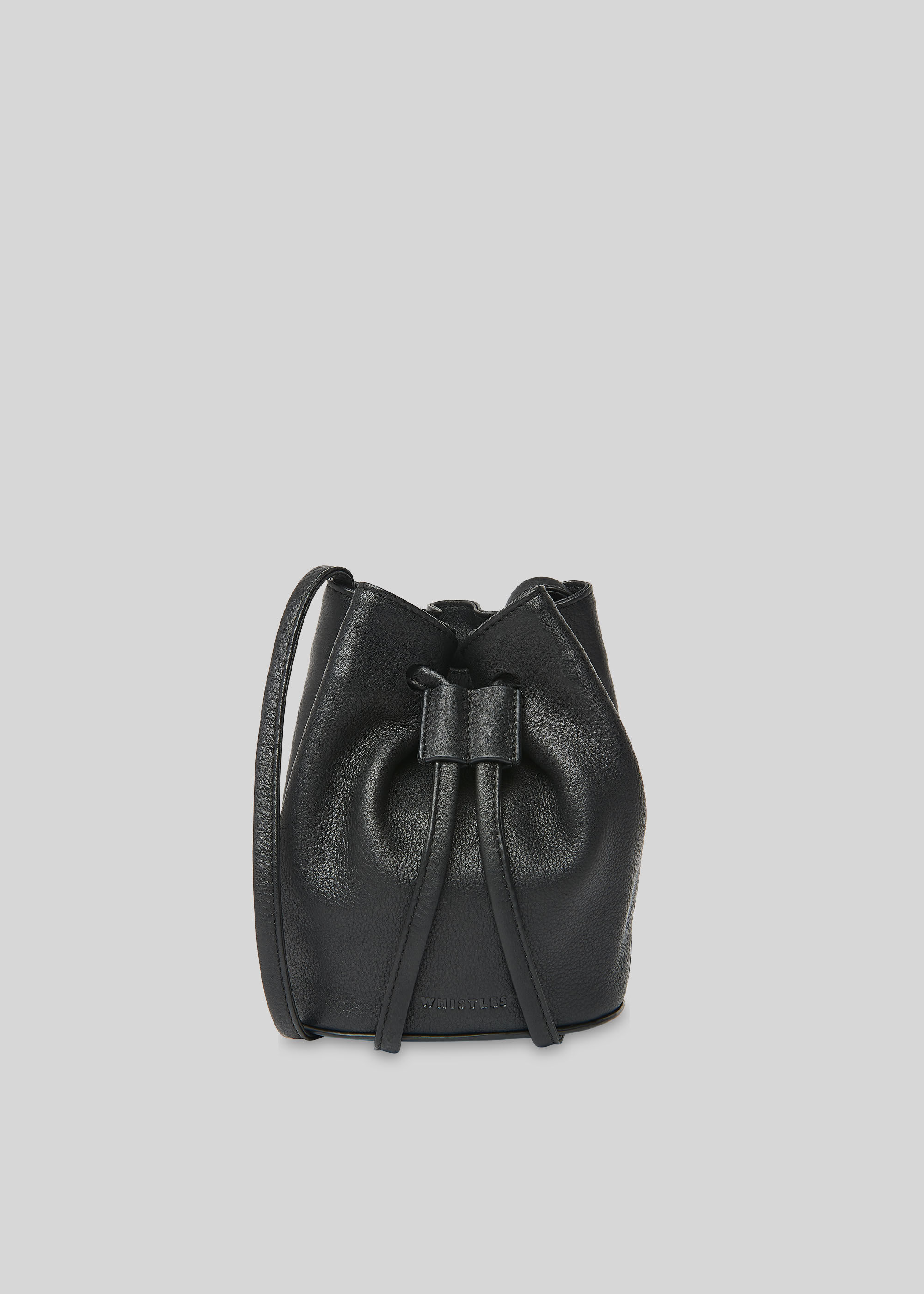 Black leather drawstring bag shop
