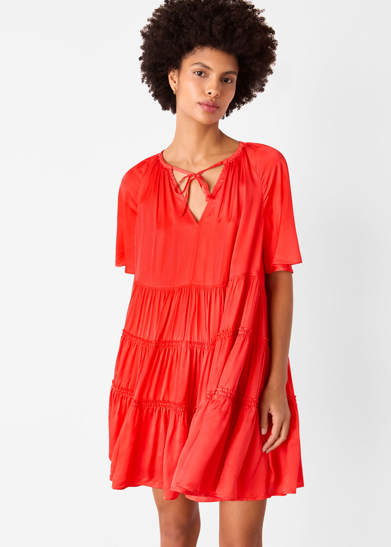 Satin Trapeze Mini Dress