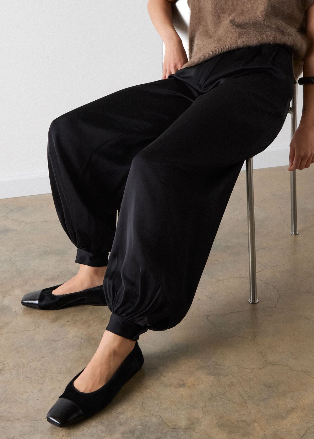 Black Satin Balloon Trouser