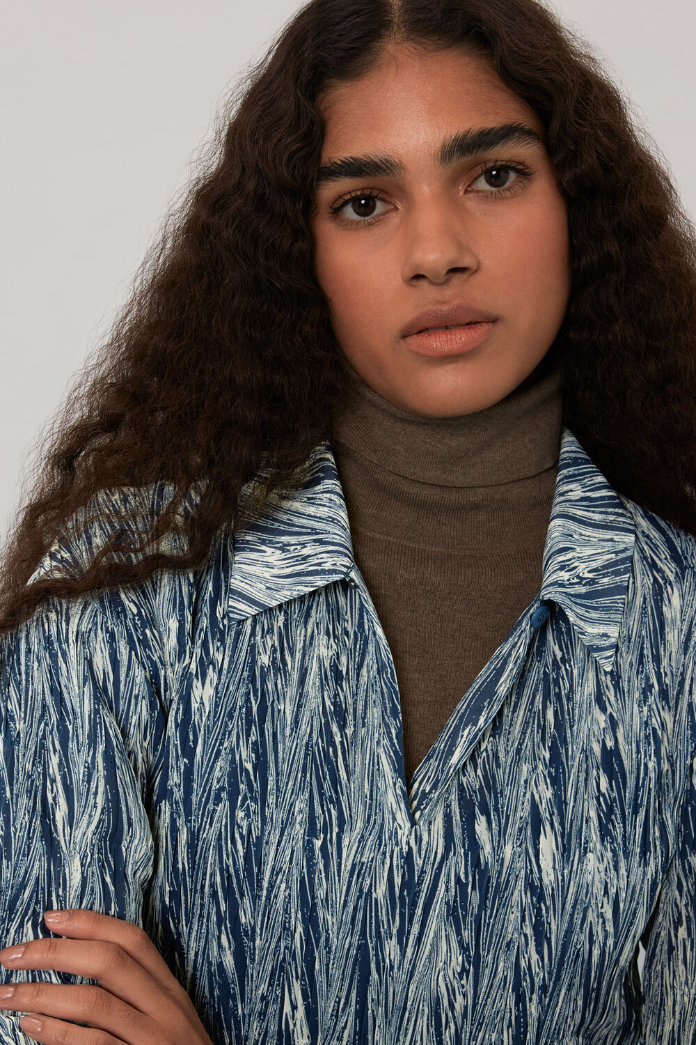 Marble Stripe Plisse Shirt