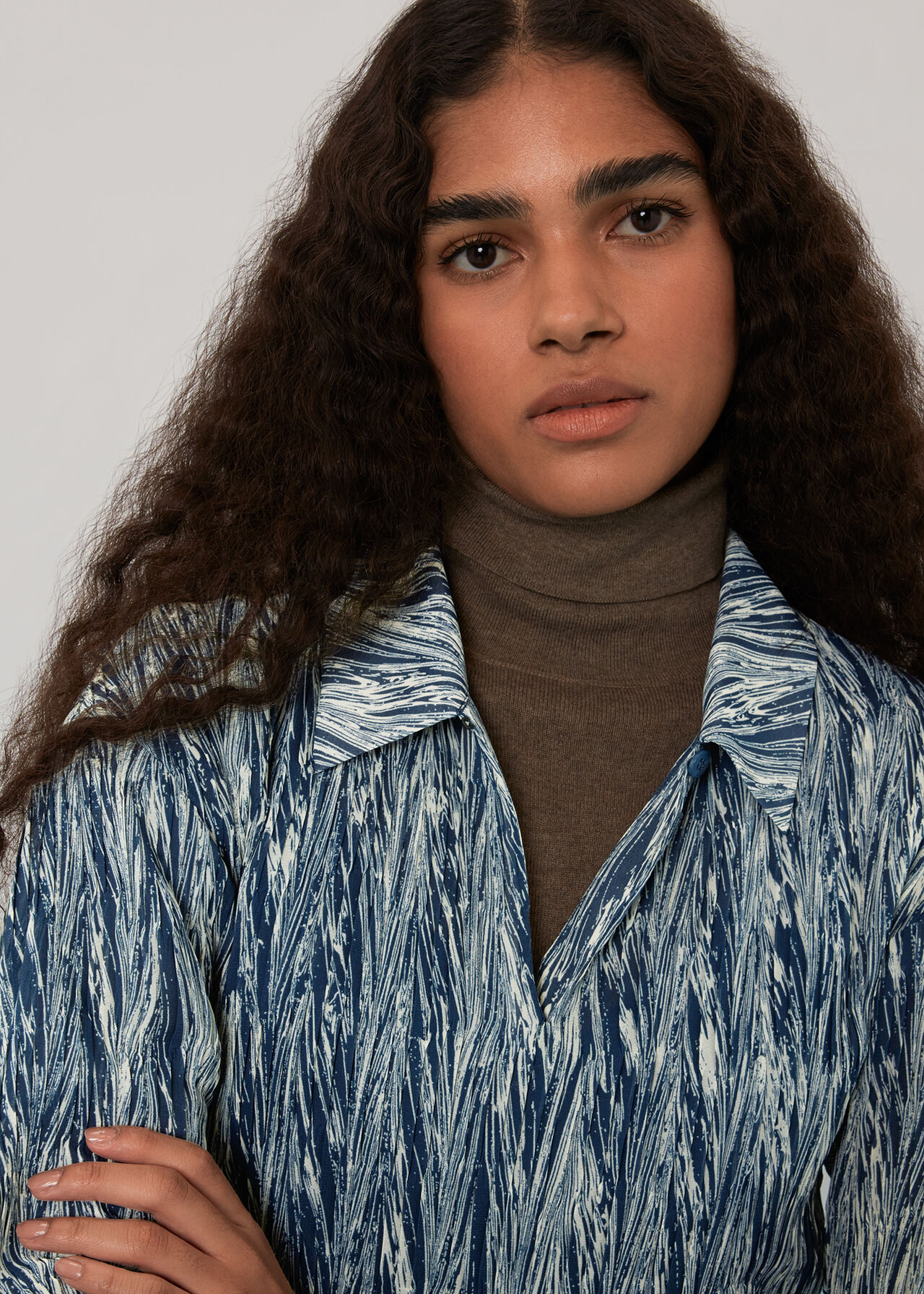 Marble Stripe Plisse Shirt