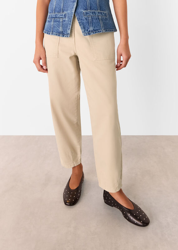 Neutral Petite Tessa Casual Trouser