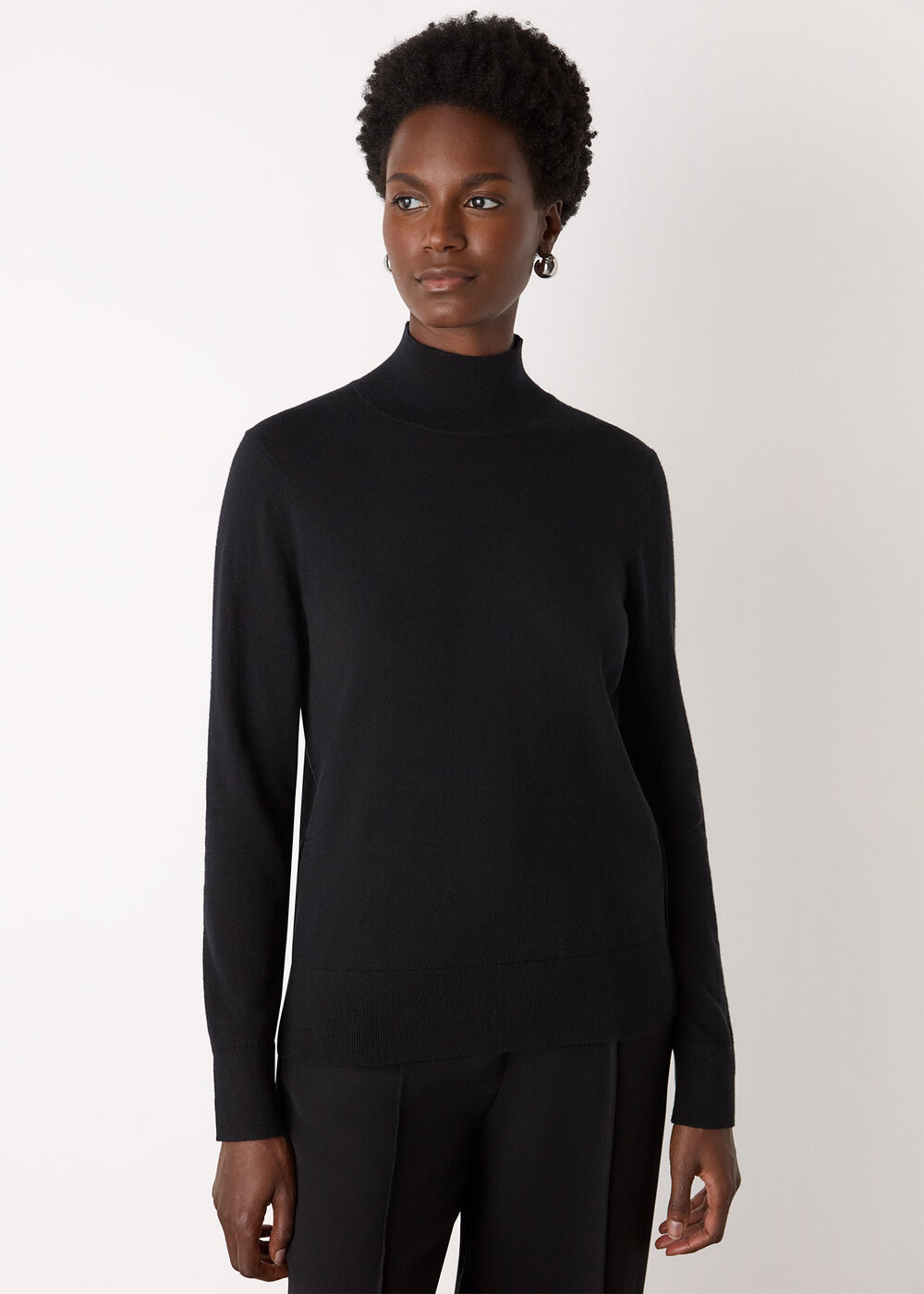 Fine Wool Mix Funnel Neck Knit