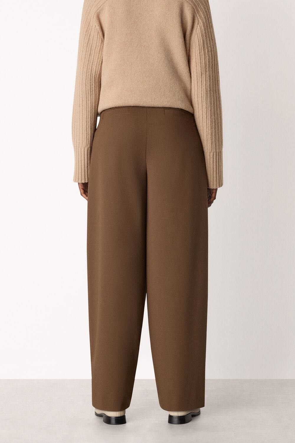 Brown Wool Blend Barrel Trouser