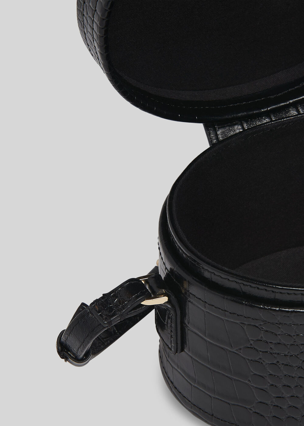 Novah Shiny Croc Tiny Box Bag Black
