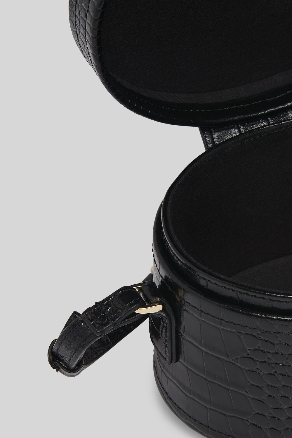 Novah Shiny Croc Tiny Box Bag Black