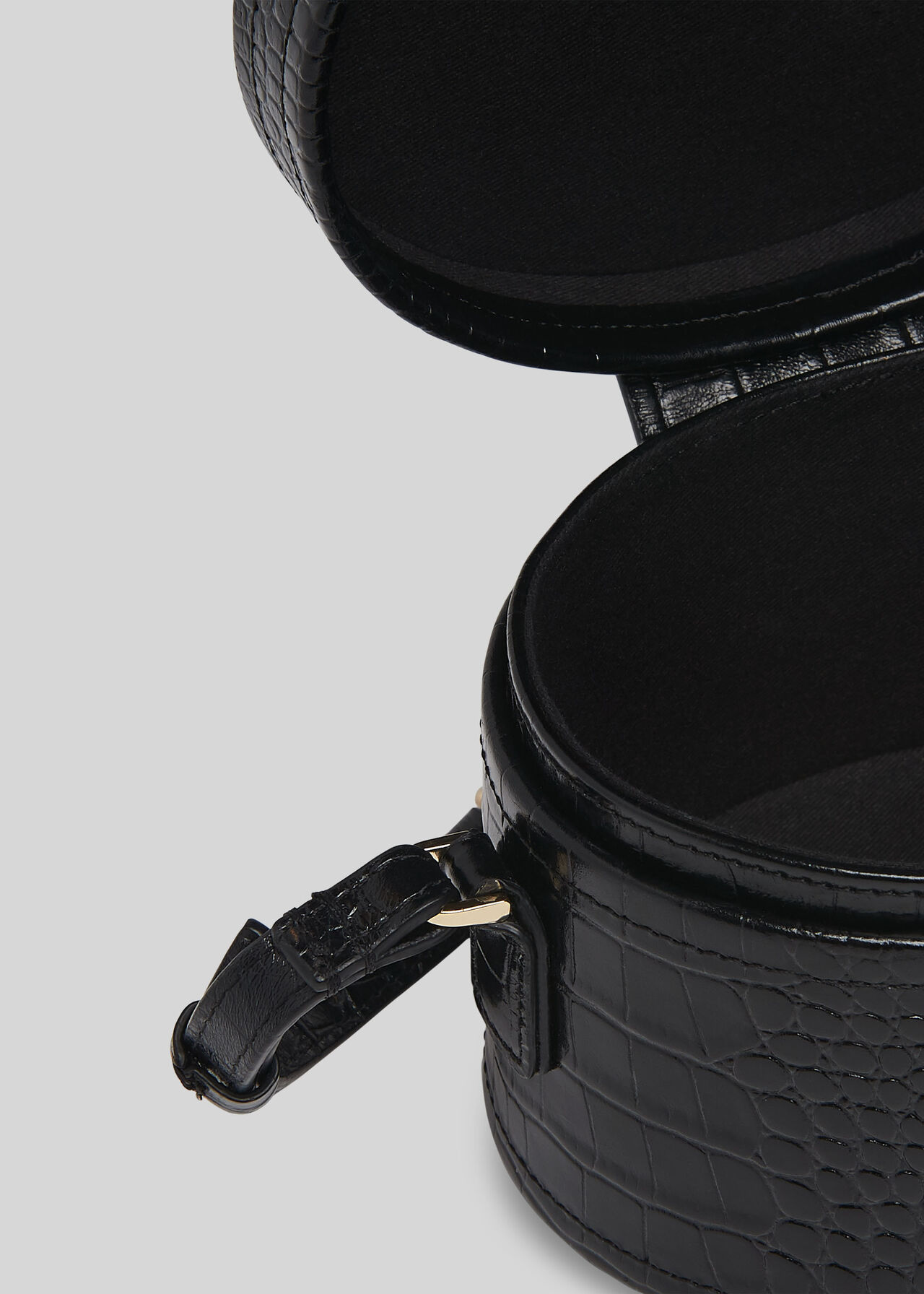 Novah Shiny Croc Tiny Box Bag Black