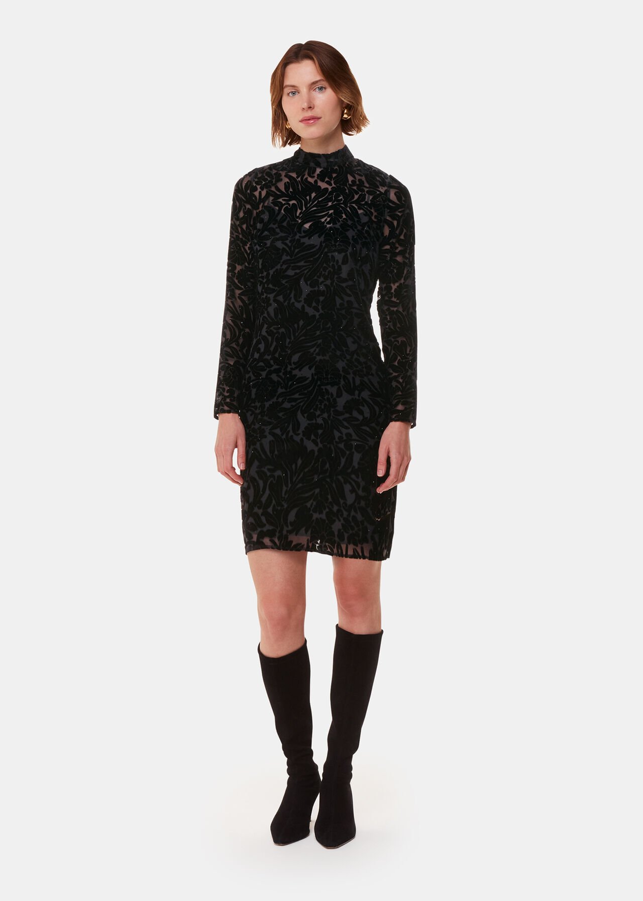 Hot Fix Floral Velvet Dress