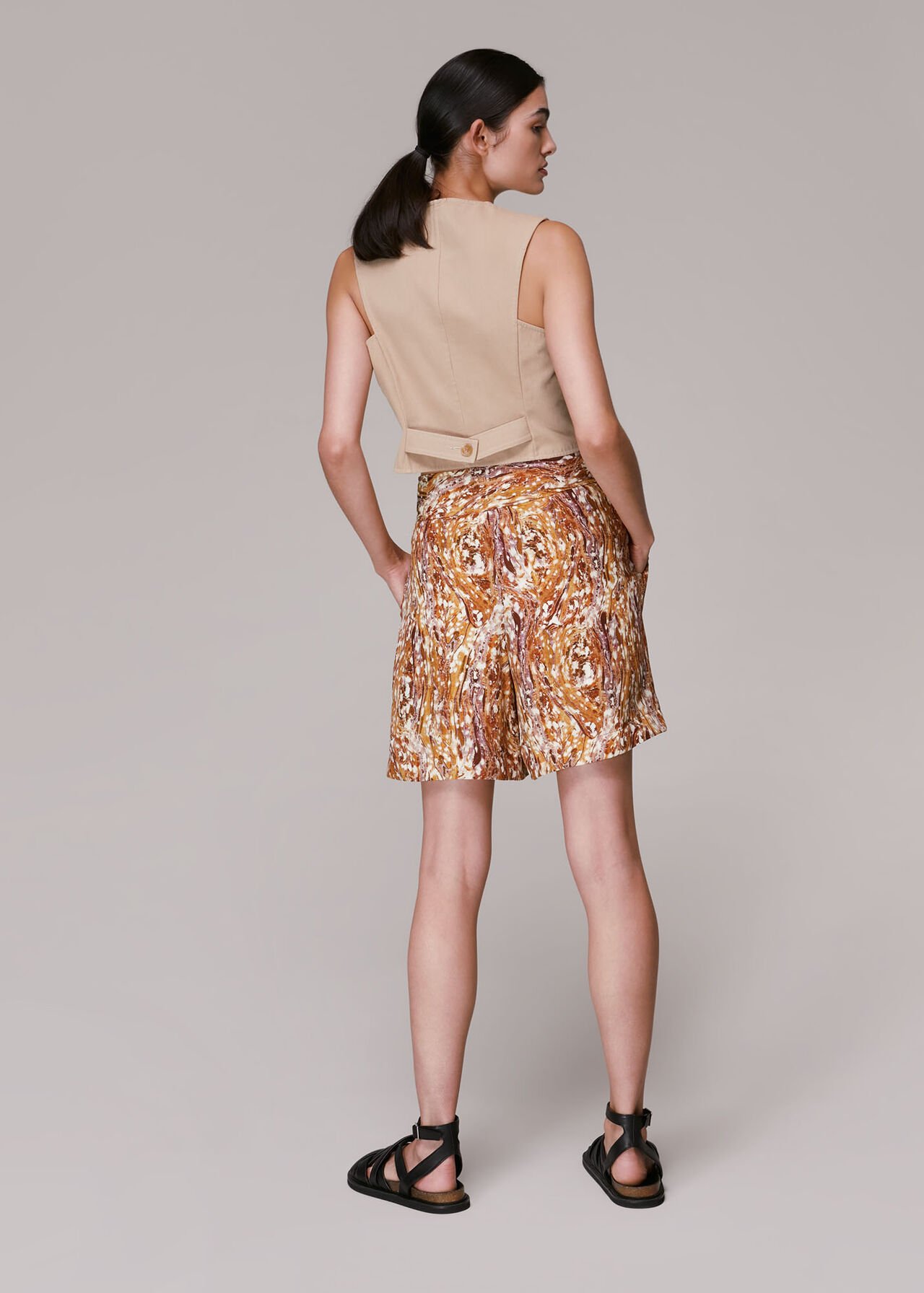 Marble Print Silk Shorts