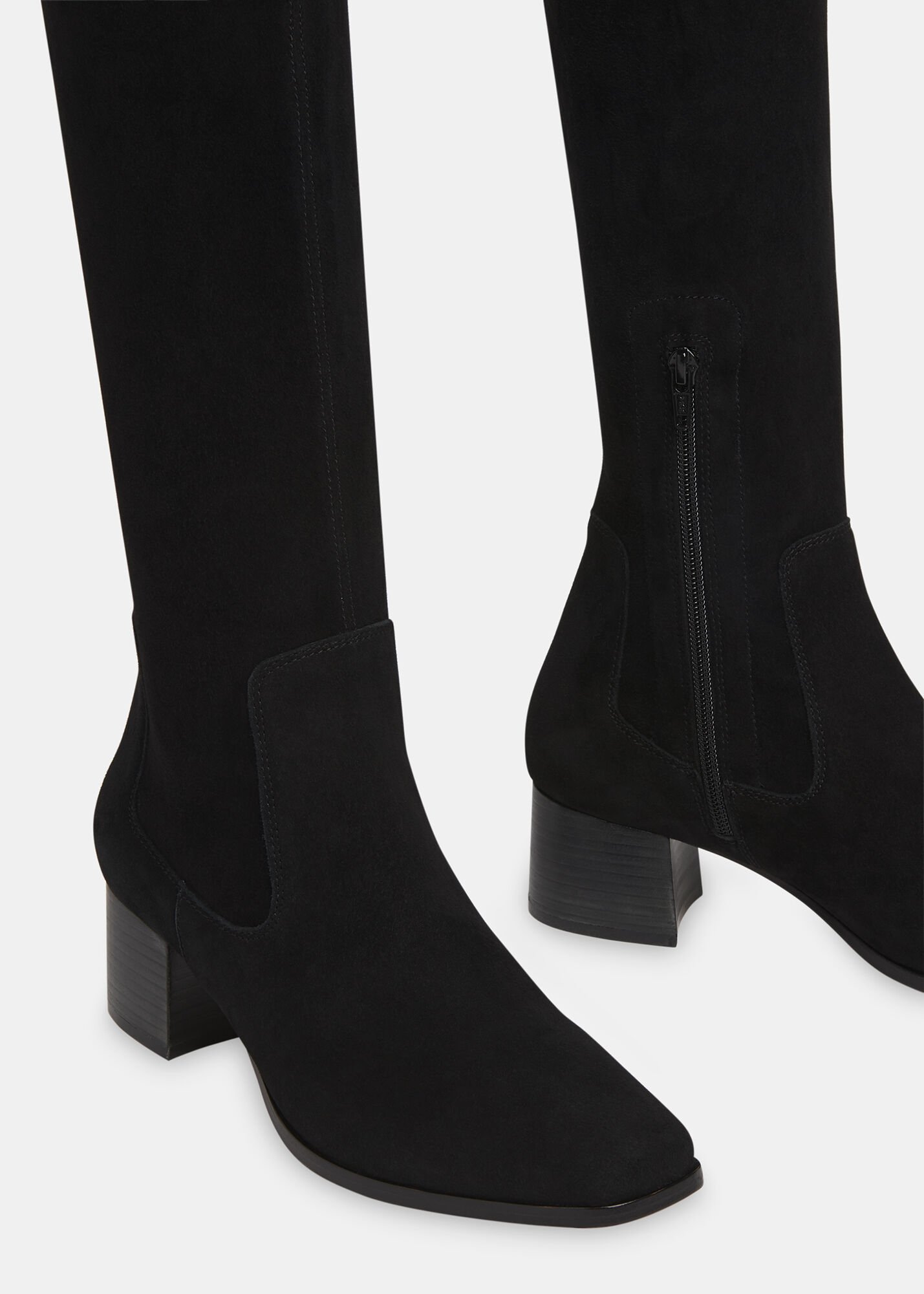Stretch pull on knee high boots clearance