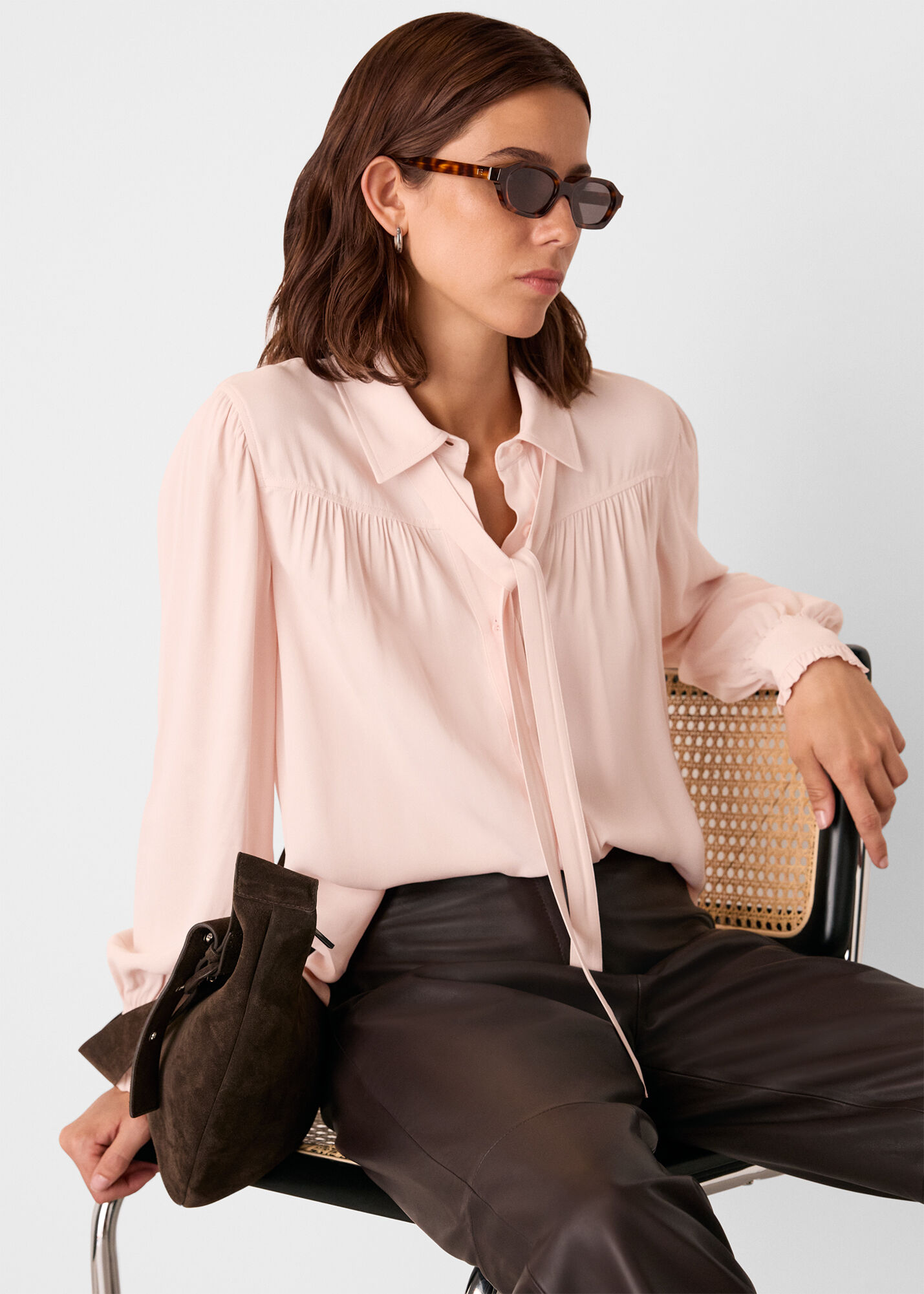 トップス L'AUBE BLANC double tie blouse sakura L'AUBE BLANC double tie blouse sakura L'AUBE BLANC double tie